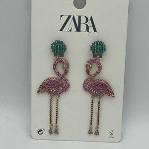 ZARA PINK FLAMINGO CRYSTALS RHINESTONES Earrings